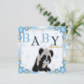 Cute Blue Panda Beer Baby shower nodigt uit Kaart (Staand voorkant)