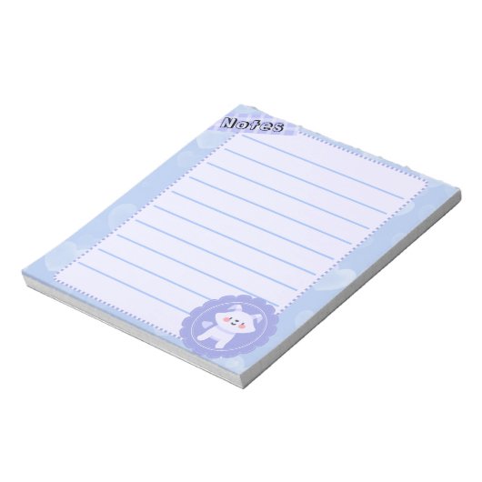 Cute Blue Pastel Baby Wolf  Notitieblok (Linkerzijde)