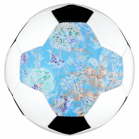 Cute blue pastel floral bandana voetbal (Voorkant)