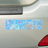 Cute blue pastel floral bumpersticker (Op auto)