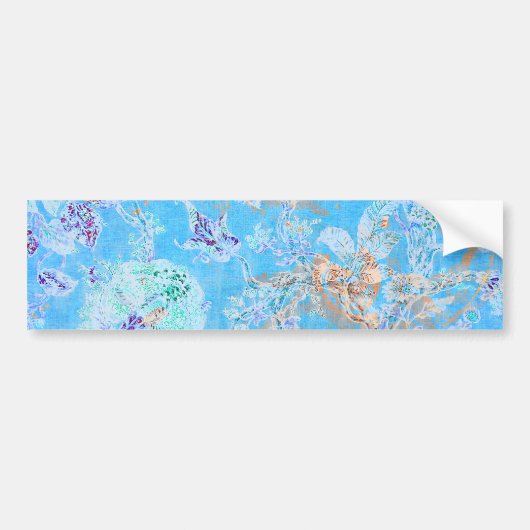 Cute blue pastel floral bumpersticker (Voorkant)