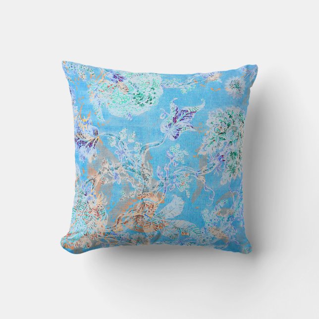 Cute blue pastel floral kussen (Voorkant)