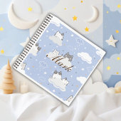 Cute Blue Pattern Kitten Cloud Notitieboek