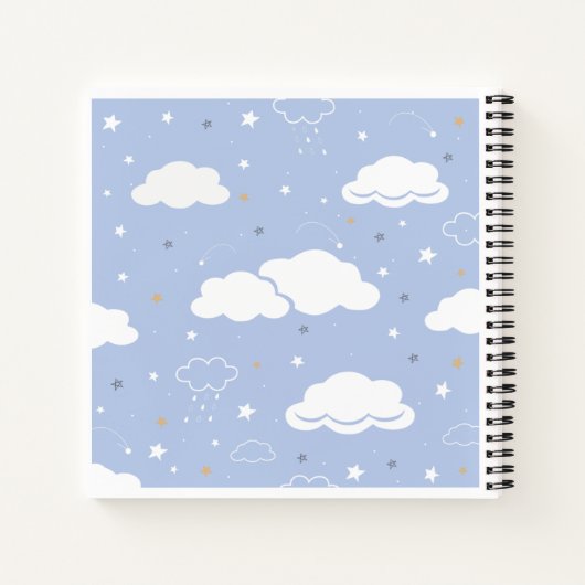 Cute Blue Pattern Kitten Cloud Notitieboek (Achterkant)