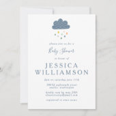 Cute Blue Peach Raindrops Boy Baby shower Kaart (Voorkant)