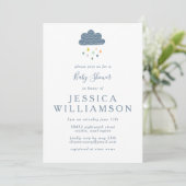 Cute Blue Peach Raindrops Boy Baby shower Kaart (Staand voorkant)