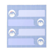 Cute Blue Penguin Notepad | Minimal Grid Me Notitieblok (Voorkant)