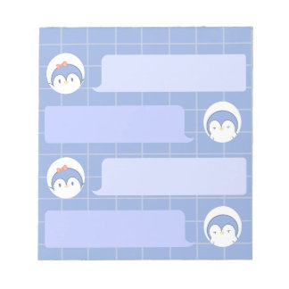 Cute Blue Penguin Notitieblok | Minimaal Raster Me