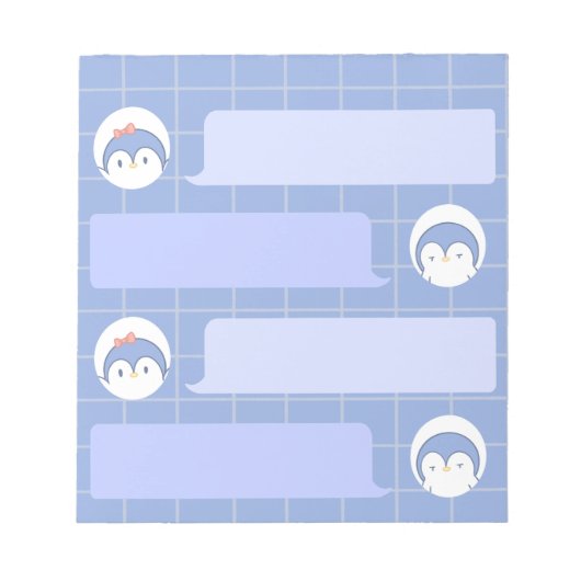 Cute Blue Penguin Notitieblok | Minimaal Raster Me (Voorkant)