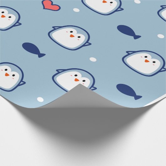 Cute Blue Penguin Pattern Cadeaupapier (Hoek)