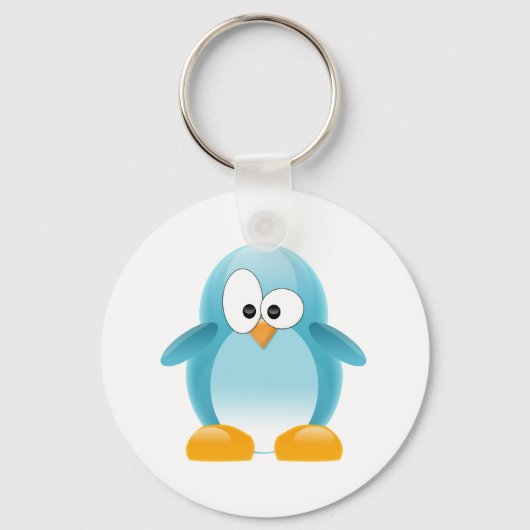 Cute Blue Penguin Sleutelhanger (Voorkant)