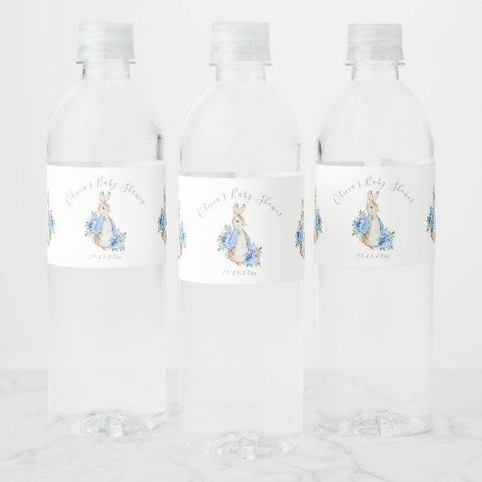 Cute Blue Peter Rabbit Baby shower Waterfles Etiket (Flessen)