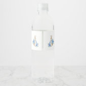 Cute Blue Peter Rabbit Baby shower Waterfles Etiket (Achterkant)