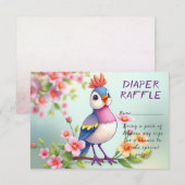 Cute Blue Pink Bird Floral Baby Shower Informatiekaartje (Voorkant / Achterkant)