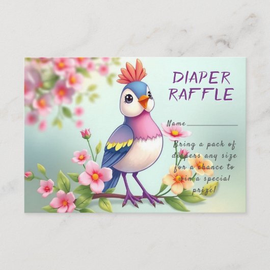 Cute Blue Pink Bird Floral Baby Shower Informatiekaartje (Voorkant)