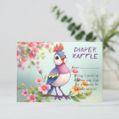 Cute Blue Pink Bird Floral Baby Shower Informatiekaartje (Staand voorkant)