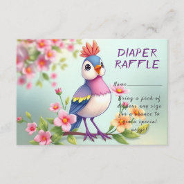 Cute Blue Pink Bird Floral Baby Shower Informatiekaartje