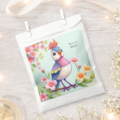Cute Blue Pink Bird Floral Favor Bags Bedankzakje (Geknipt)