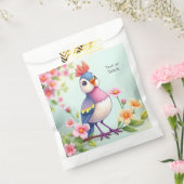 Cute Blue Pink Bird Floral Favor Bags Bedankzakje (Gezegeld)