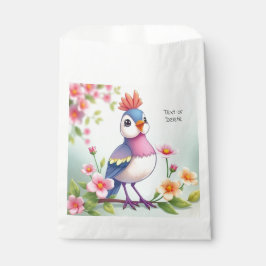 Cute Blue Pink Bird Floral Favor Bags Bedankzakje