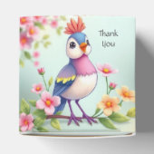 Cute Blue Pink Bird Floral Favor Box Bedankdoosjes (Bovenkant)