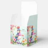 Cute Blue Pink Bird Floral Favor Box Bedankdoosjes (Geopend)