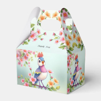 Cute Blue Pink Bird Floral Favor Box Bedankdoosjes