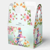 Cute Blue Pink Bird Floral Favor Box Bedankdoosjes (Geopend)