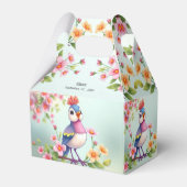 Cute Blue Pink Bird Floral Favor Box Bedankdoosjes (Voorkant Zijde)