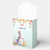 Cute Blue Pink Bird Floral Favor Box Bedankdoosjes (Geopend)
