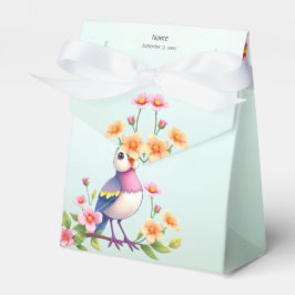 Cute Blue Pink Bird Floral Favor Box Bedankdoosjes