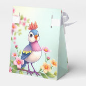Cute Blue Pink Bird Floral Favor Box Bedankdoosjes (Achterkant)