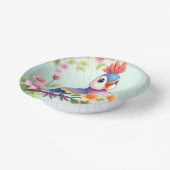 Cute Blue Pink Bird Floral Paper Bowl Papieren Kommen (Gebogen)