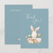 Cute Blue Pink Bunny Baby shower Hartelijk dank Bedankkaart (Voorkant / Achterkant)