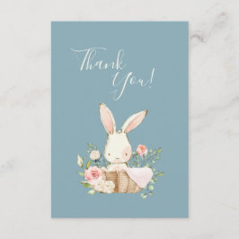 Cute Blue Pink Bunny Baby shower Hartelijk dank Bedankkaart