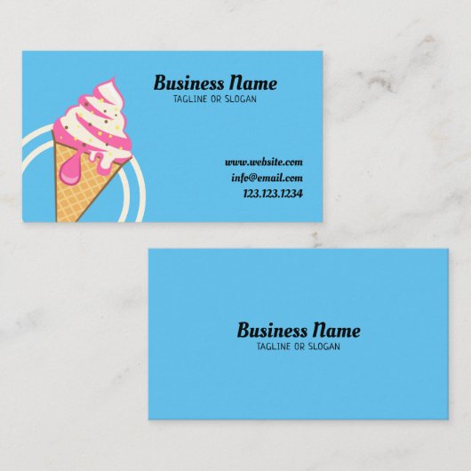 Cute Blue & Pink Cone Sprinkles Ice Cream Shop Visitekaartje (Voorkant / Achterkant)
