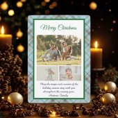 Cute Blue Plaid Portrait Photo Christmas  Feestdagenkaart