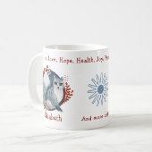 Cute Blue Polar Fox, Floral Backdrop. Chic, Funny Koffiemok (Voorkant links)
