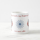 Cute Blue Polar Fox, Floral Backdrop. Chic, Funny Koffiemok (Center)