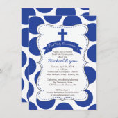 Cute Blue Polka Dots Cross-Communitation Invitatio Kaart (Voorkant / Achterkant)
