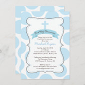 Cute Blue Polka Dots Cross-Communitation Invitatio Kaart (Voorkant / Achterkant)