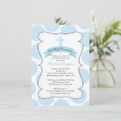 Cute Blue Polka Dots Cross-Communitation Invitatio Kaart (Staand voorkant)