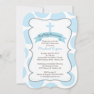 Cute Blue Polka Dots Cross-Communitation Invitatio Kaart