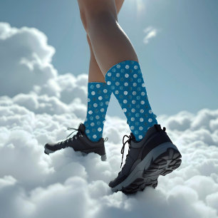 Cute Blue Polka Dots Modern & Elegant Kerstmis Sokken