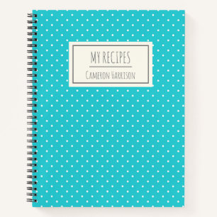 Cute Blue Polka Dots Personalized Kinder Recipe Notitieboek