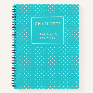 Cute Blue Polka Dots Personated Kinder Sketchbook Notitieboek