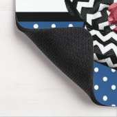 Cute Blue Polka Dots Red Rose Chevron Bow and Name Muismat (Hoek)
