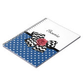 Cute Blue Polka Dots Red Rose Chevron Bow and Name Notitieboek (Linkerzijde)