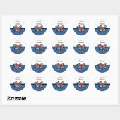 Cute Blue Polka Dots Red Rose Chevron Bow and Name Ronde Sticker (Vel)