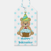 Cute Blue Polkadot Beer Birthday Cadeaulabel (Voorkant)